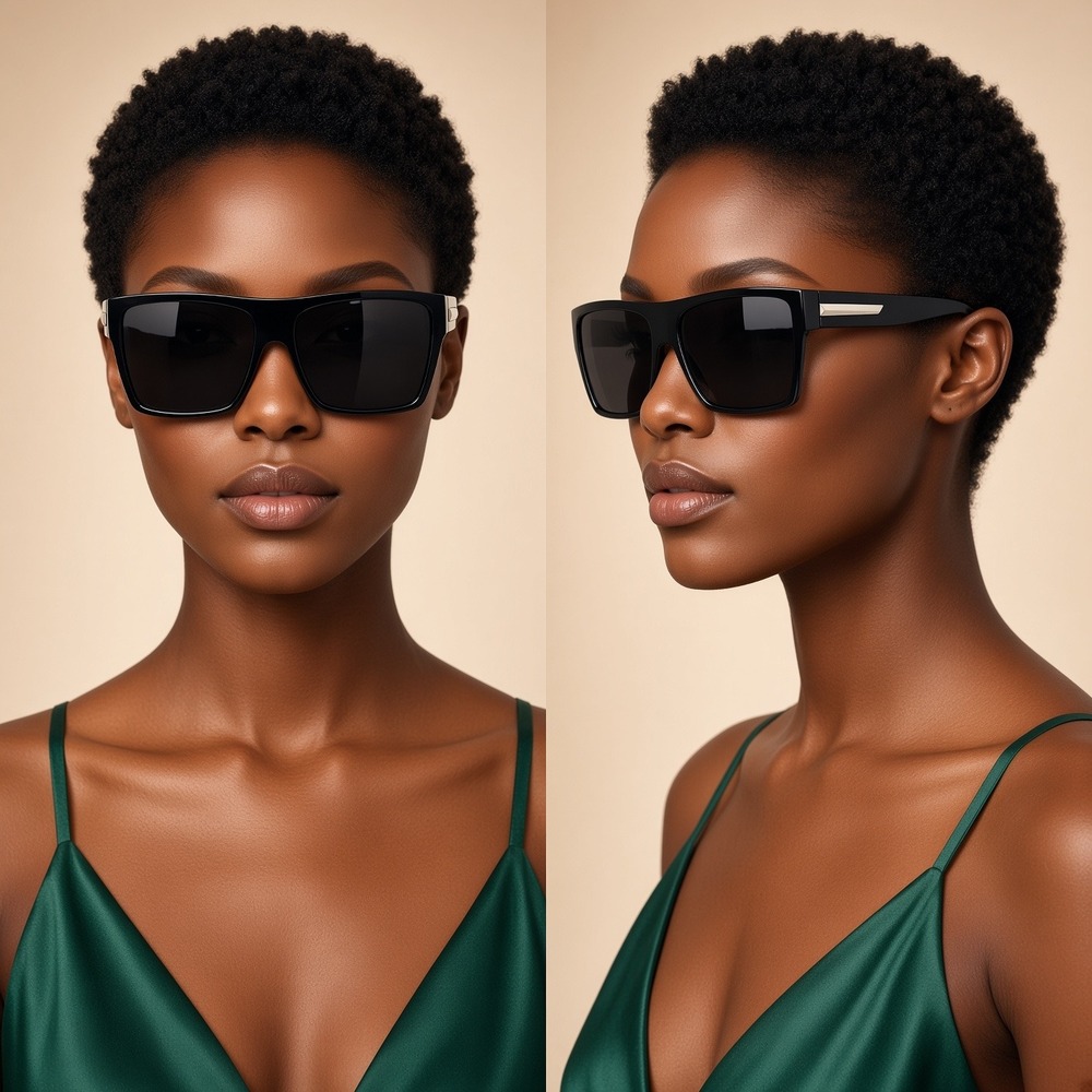 Large Square Black Sunglasses Women XL Betty Stylish UV Protection Modern Shape